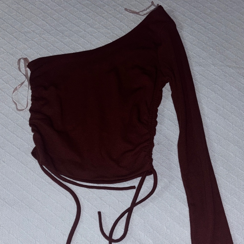 One-Shoulder Burgundy Top